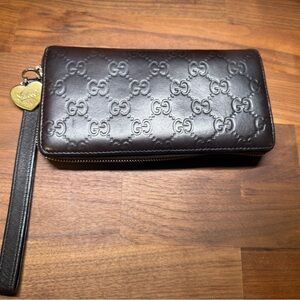Gucci Long Wallet GG Interlocking Leather Chocolate Brown